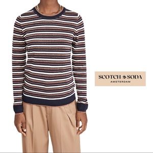 Scotch Soda Multi Color Crew Neck Striped Sweater